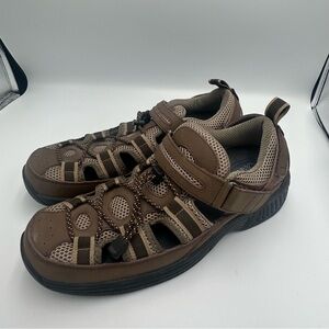 Orthofeet Clearwater Men’s Orthopedic Sandals Brown Leather Adjustable Size 11